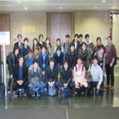 Students from the University of Tokyo pose together for a photo.