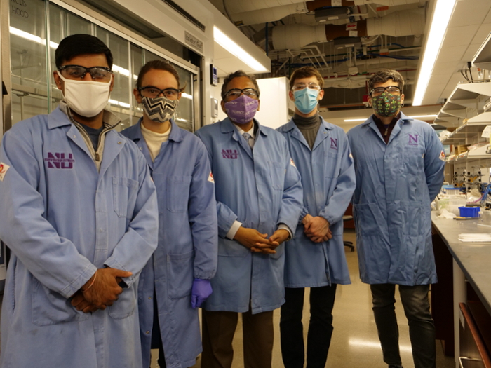Full research Team:(L-R) Vikas Nandwana, PhD, Stephanie Ribet, Vinayak P Dravid, PhD, Benjamin Shindel, Roberto dos Reis, PhD