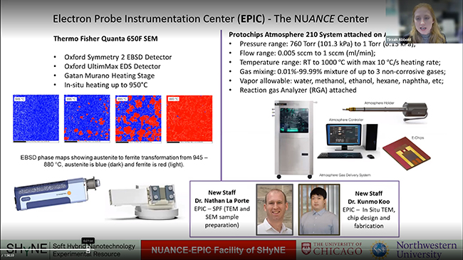 SEM Lab Manager Tirzah Abbott, gives a brief update from the NUANCE EPIC Facility