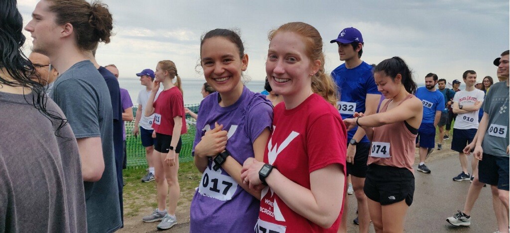 Stephanie Ribet, PhD Candidate with VPD group and Tirzah Abbott, NUANCE EPIC SEM Facility Manager get ready to run!