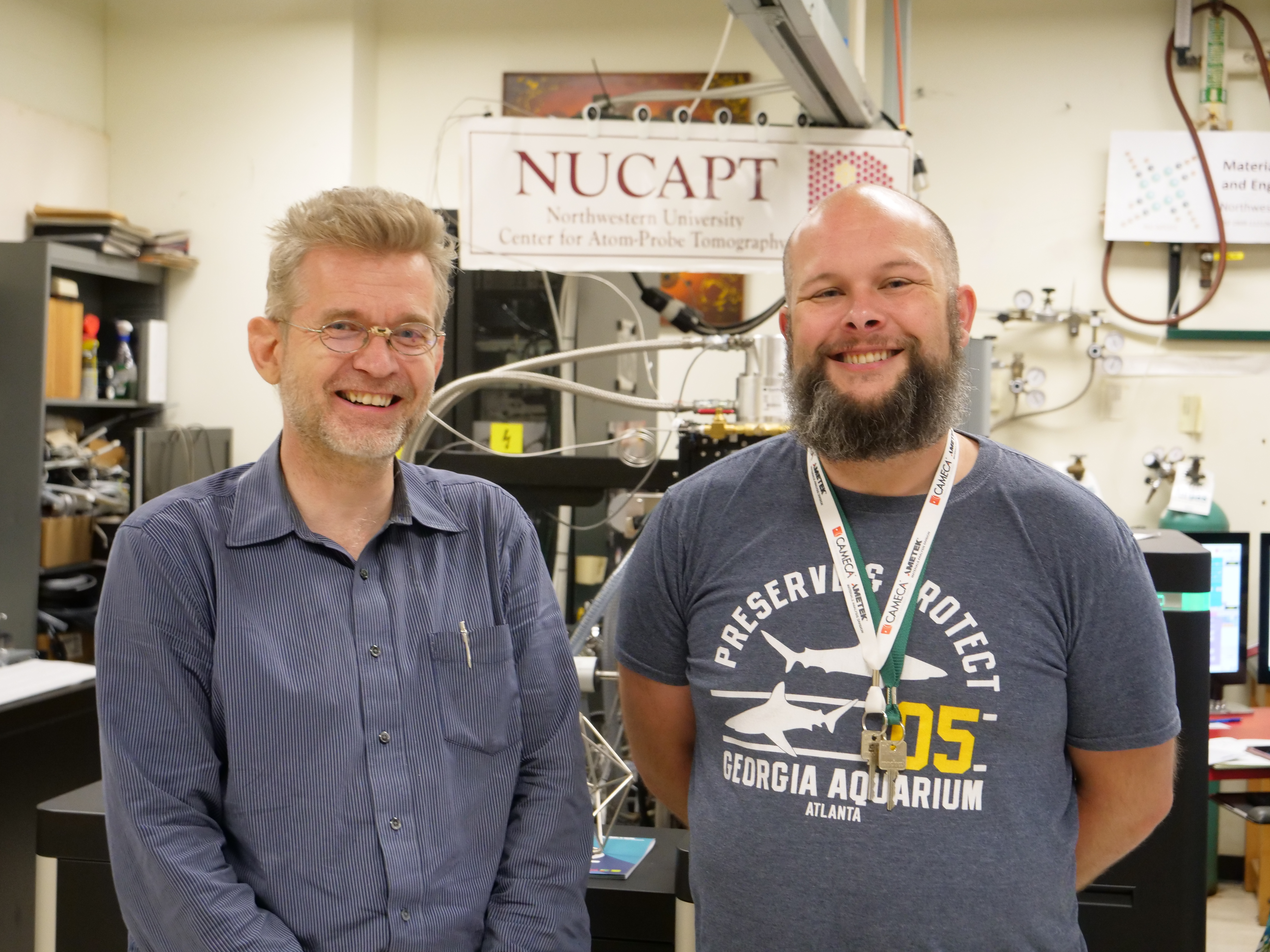 Brian Skot Holcome with his mentor, Dieter Isham, Research Associate Professor at Northwestern University Center for Atom-Probe Tomography (NUCAPT)